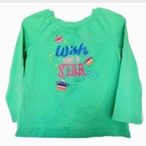 Circo Long Sleeve Green Blouse Size 3 Toddler "Wish upon a star" Girls Cotton